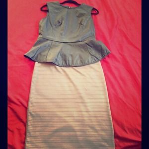 Genuine leather peplum top