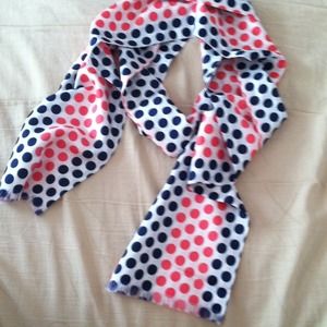 Navy & Coral Silk Scarf