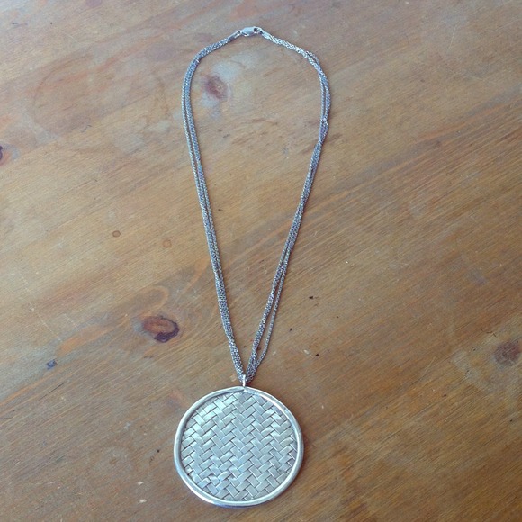 Silver Anthropologie Herringbone Necklace