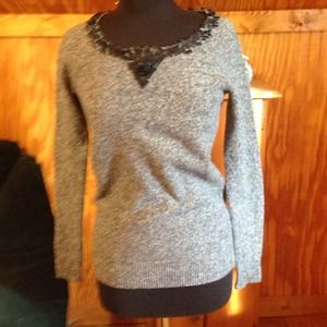 Gray with Black Sequins J Crew Sweater