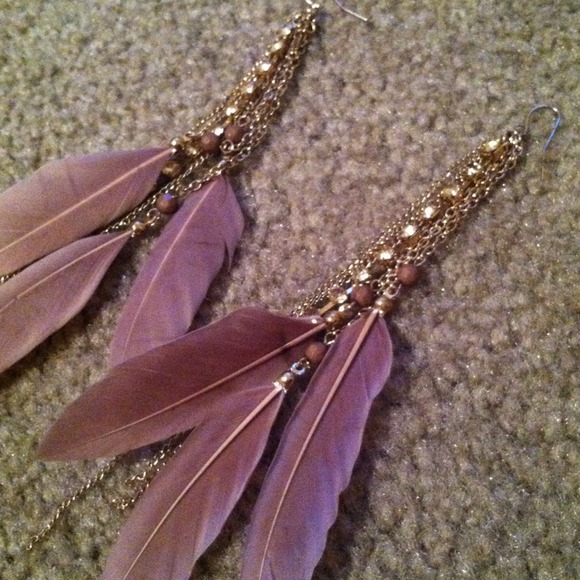Feather long earrings