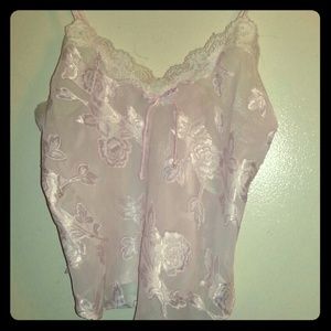 2-pc Pink Cami/Shorts Sheer Lingerie Set - Size M