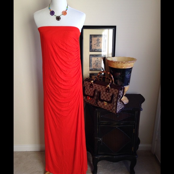 Orange tube top dress