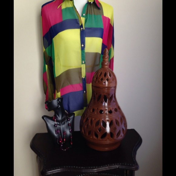 Multicolor Block  blouse - Picture 3 of 4