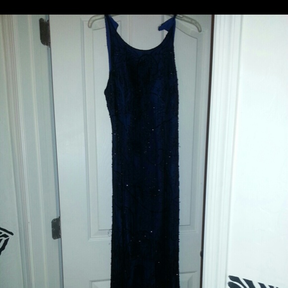 Beautiful blue beaded evening gown