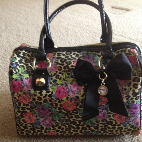 Betsey Johnson leopard and floral purse
