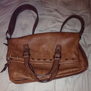 Brown studded hangbag