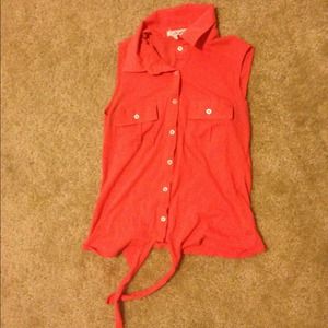 Coral button up & tie Aeropostale shirt