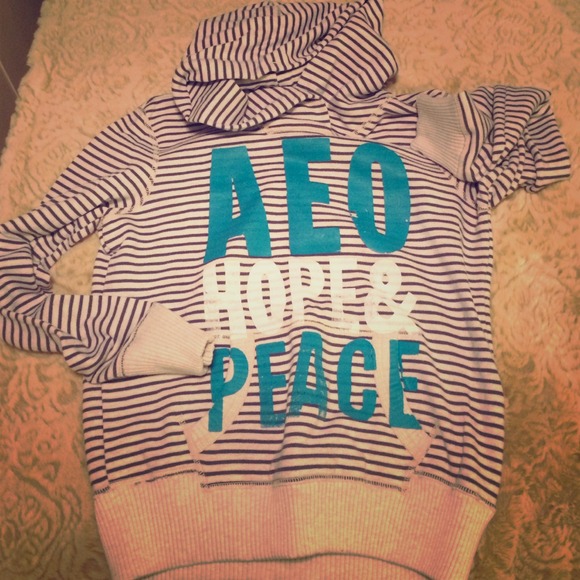 AEO Striped Hoodie Size M