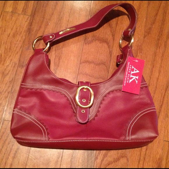 New! Anne Klein Red Leather Handbag