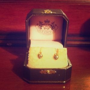 Juciy couture gold heart locket stud earrings