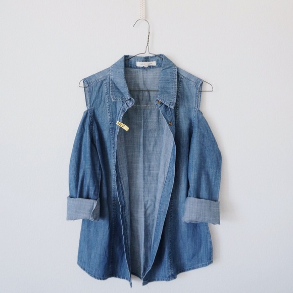 Forever 21 Tops - Cut Out Denim Shirt