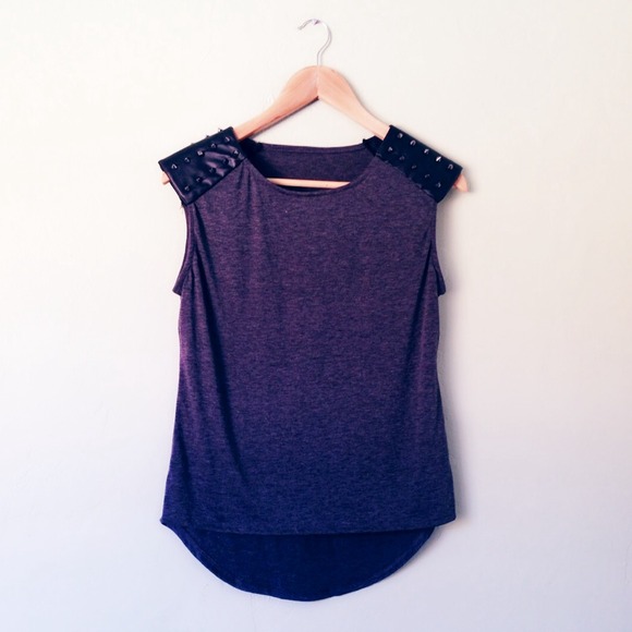 Incredibly Soft Heather Grey Spiked Shoulder Shirt