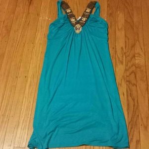 Turquoise beaded dress