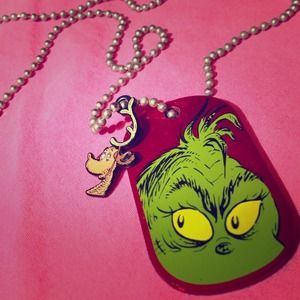 Grinch Dr Seuss universal dog chain tag necklace