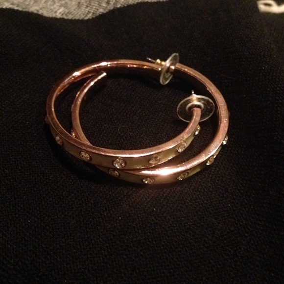 **SOLD**Givenchy White Enamel and Rose Gold Hoops