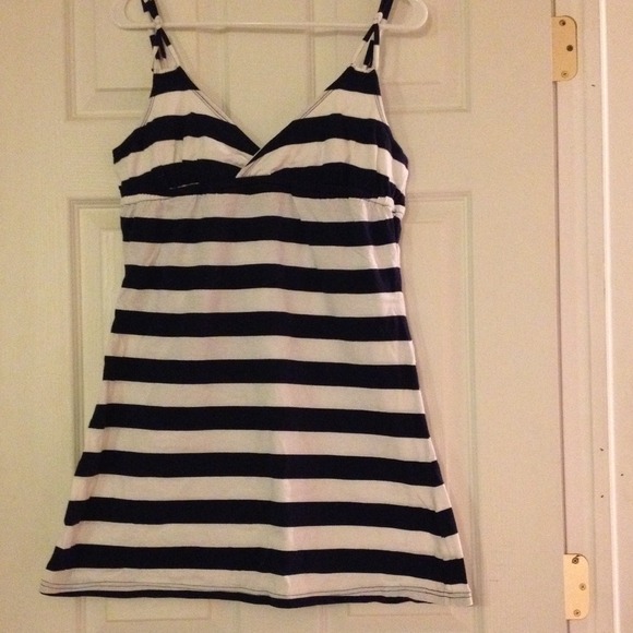 White/ navy blue stripped dress