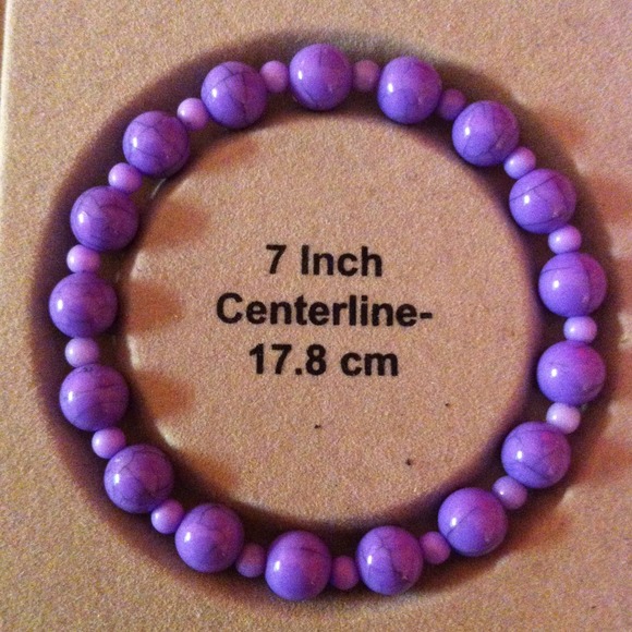 Purple Elastic Beaded Bracelet - Picture 2 of 4