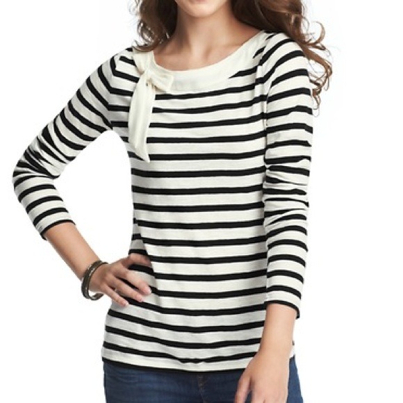 ❌Unavailable LOFT Striped Bow Neck Top.