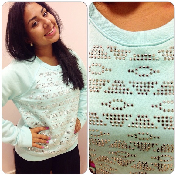 VS tribal studded mint sweater