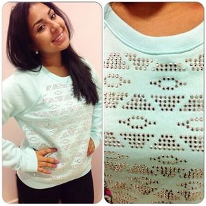 VS tribal studded mint sweater