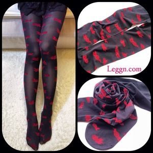 🌹Valentine's tights🌹red roses black tights
