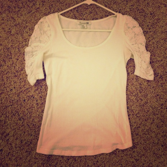 Forever 21 white side lace shirt