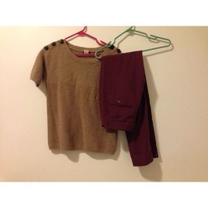 BUNDLE 🎁 J. crew knit Top + H&M Brgdy Slim Slacks