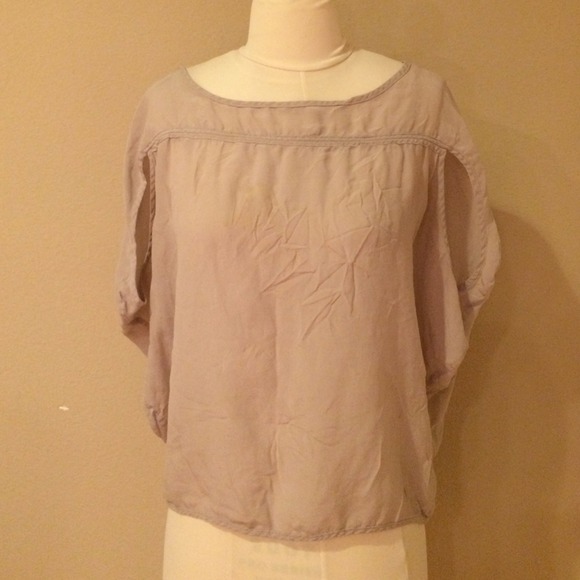 Grey silk cocoon top