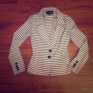 BUNDLE Forever 21 Stripe Blazer & White waist belt
