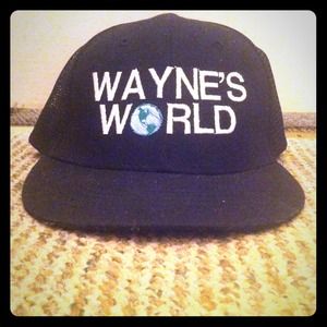 Wayne's world snap back hat.