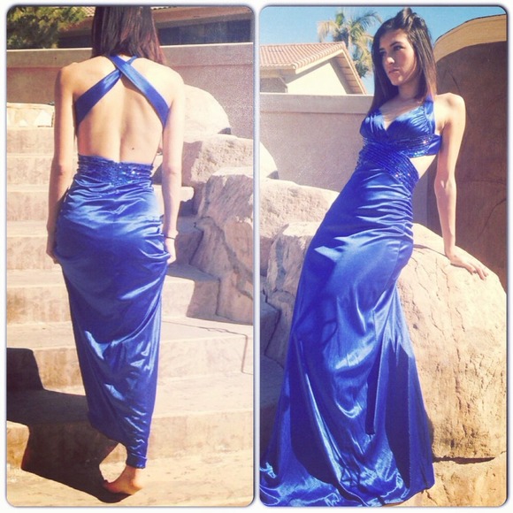 Long formal blue dress