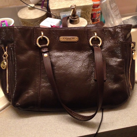 Patent Leather Coach Tote - Picture 1 of 4