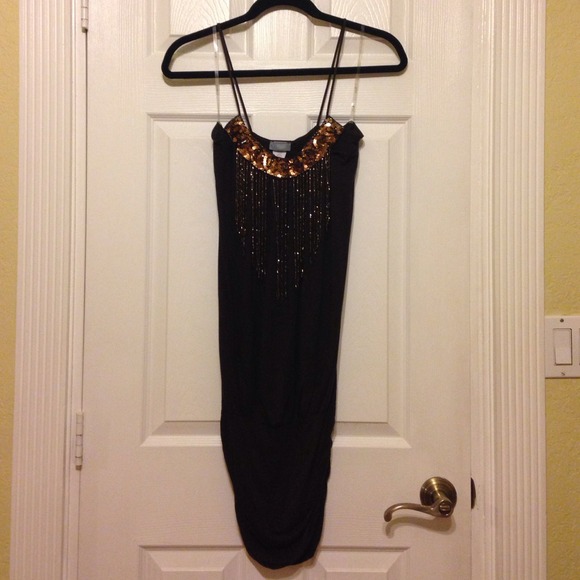 Brown spaghetti strap mini dress