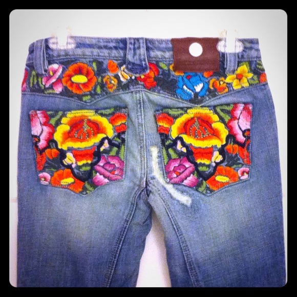 Denim Jeans Fancy Floral Embroidering.