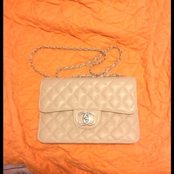 Nude color quilted Chanel bag