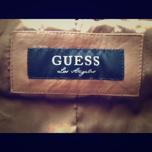 Women's Guess Motto Leather Jacket