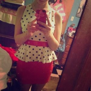 Very cute polka dot peplum dress