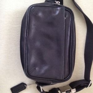 Coach black leather fanny pack