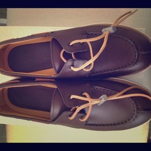 Louis Vuitton brown leather boat shoe