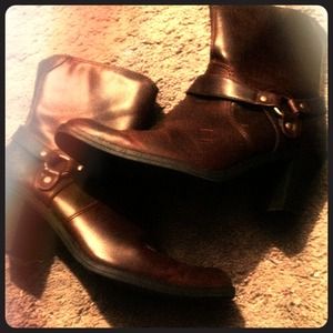 Durango tan brown ankle zip booties boots