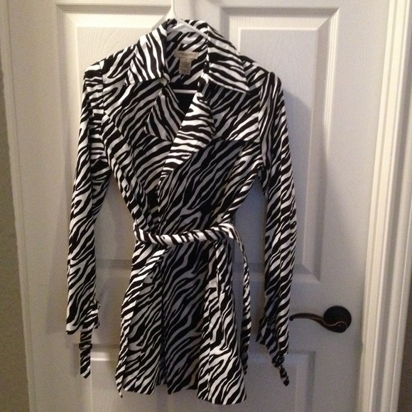 Like new designer Zebra Print trench coat!
