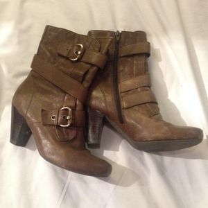 Brown genuine leather ankle boots
