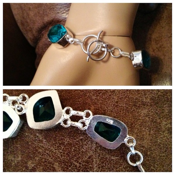 New😄gorg teal crystal 925 silver adj bracelet😍 - Picture 4 of 4