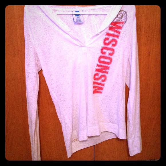 Top half 5 button up hoodie WI long sleeve top - Picture 1 of 4