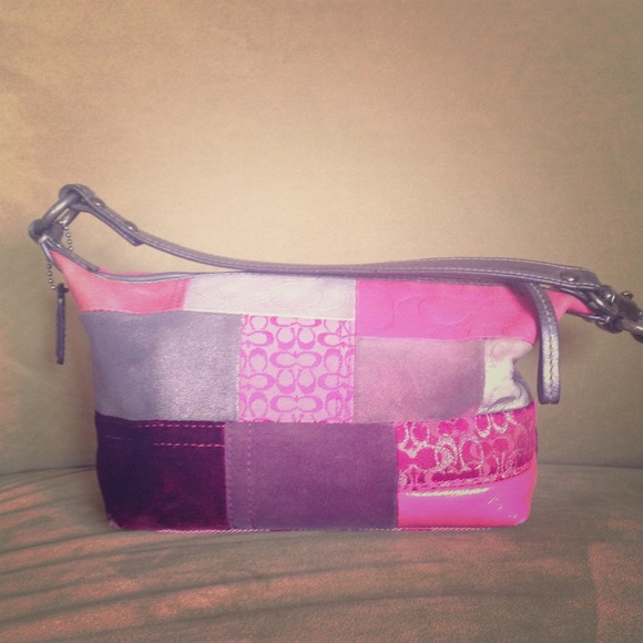 Pink patchwork coach purse