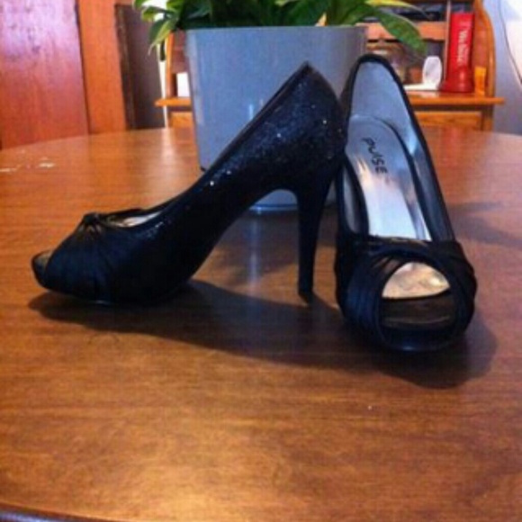 Sparkly black heels.