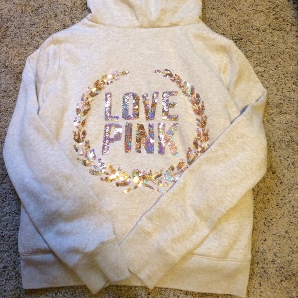 🚫SOLD🚫VS PINK fur lined sequin sweatshirt😊💕😍