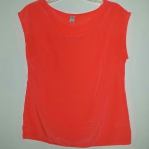 Coral silk blouse