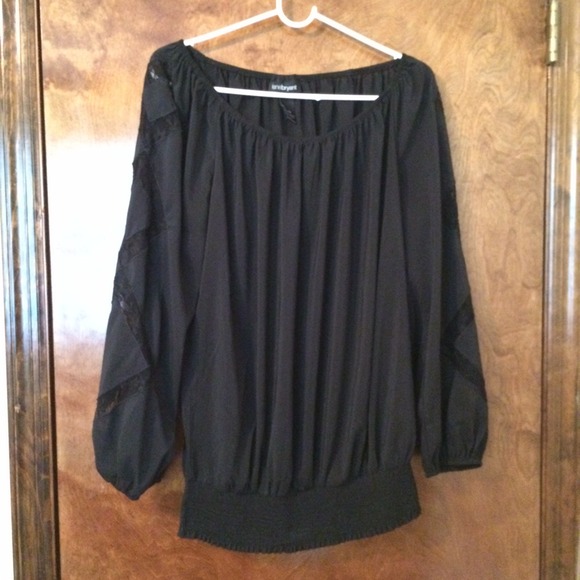 Lane Bryant Black Lace Trim Blouse